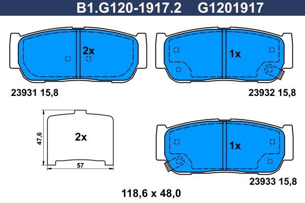 Galfer B1.G120-1917.2 Гальмівні колодки, комплект B1G12019172: Купити в Україні - Добра ціна на EXIST.UA!