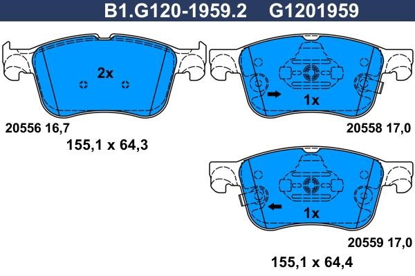 Galfer B1.G120-1959.2 Гальмівні колодки, комплект B1G12019592: Купити в Україні - Добра ціна на EXIST.UA!