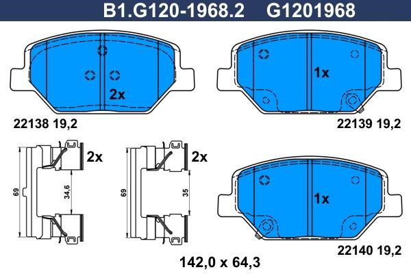 Galfer B1.G120-1968.2 Гальмівні колодки, комплект B1G12019682: Купити в Україні - Добра ціна на EXIST.UA!