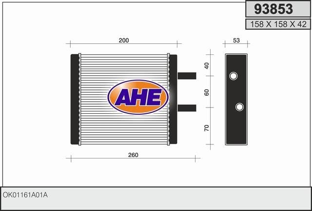 AHE 93853 Радіатор опалювача салону 93853: Купити в Україні - Добра ціна на EXIST.UA!