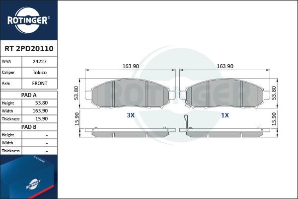 Rotinger RT 2PD20110 Гальмівні колодки, комплект RT2PD20110: Купити в Україні - Добра ціна на EXIST.UA!