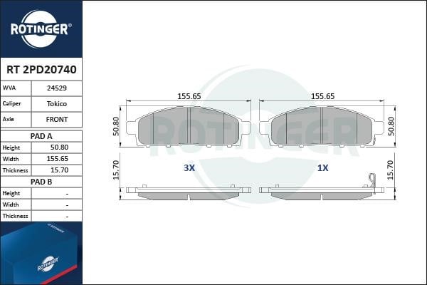 Rotinger RT 2PD20740 Гальмівні колодки, комплект RT2PD20740: Купити в Україні - Добра ціна на EXIST.UA!