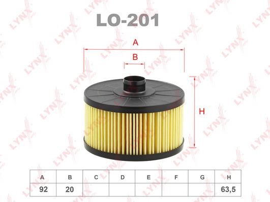 LYNXauto LO-201 Фільтр масляний LO201: Приваблива ціна - Купити в Україні на EXIST.UA!