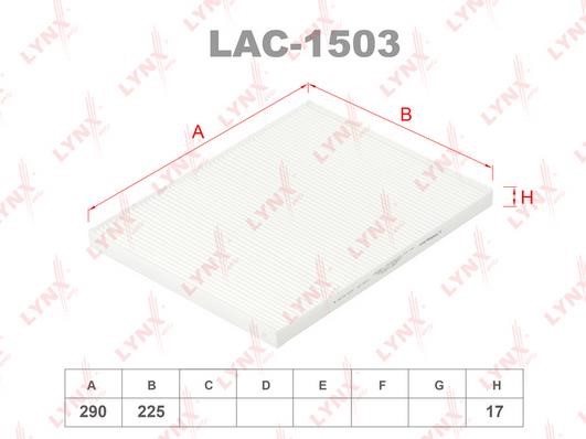 LYNXauto LAC-1503 Фільтр салону LAC1503: Приваблива ціна - Купити в Україні на EXIST.UA!