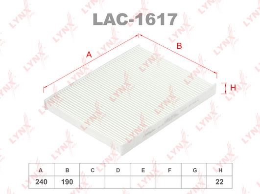 LYNXauto LAC-1617 Фільтр салону LAC1617: Купити в Україні - Добра ціна на EXIST.UA!
