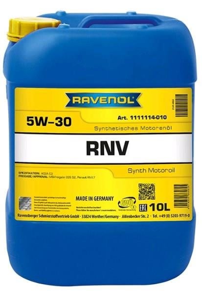Ravenol 1111114-010 Моторна олива Ravenol RNV 5W-30, 10л 1111114010: Купити в Україні - Добра ціна на EXIST.UA!