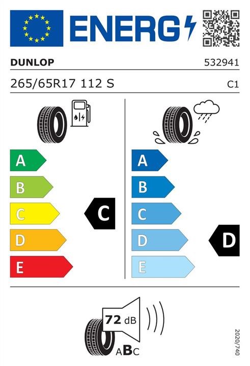 Шина Легкова Всесезона Dunlop Grandtrek AT20 265&#x2F;65 R17 112S Dunlop 561050