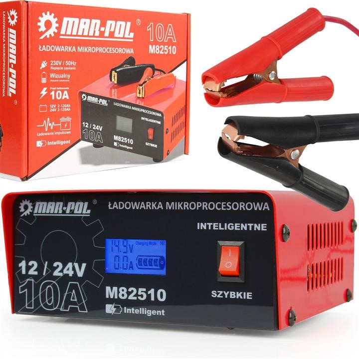 MAR-POL M82510 Мікропроцесорний зарядний пристрій/випрямляч 12/24В 10А для акумуляторів M82510: Купити в Україні - Добра ціна на EXIST.UA!