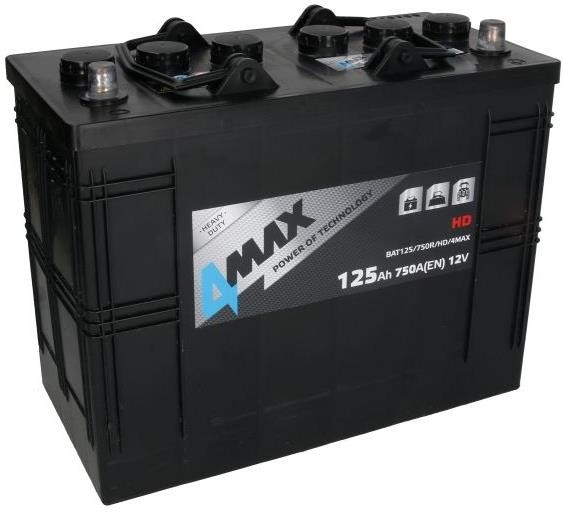 Акумулятор 4max STARTING BATTERY 12В 125Ач 750А(EN) R+ 4max BAT125&#x2F;750R&#x2F;HD