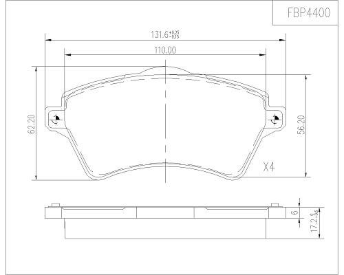 FI.BA filter FBP4400 Гальмівні колодки, комплект FBP4400: Купити в Україні - Добра ціна на EXIST.UA!