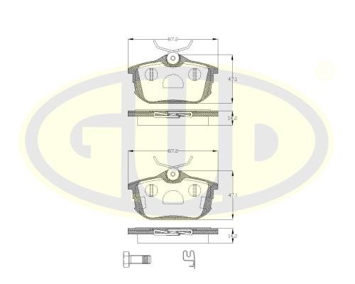 G.U.D GBP060512 Гальмівні колодки, комплект GBP060512: Купити в Україні - Добра ціна на EXIST.UA!