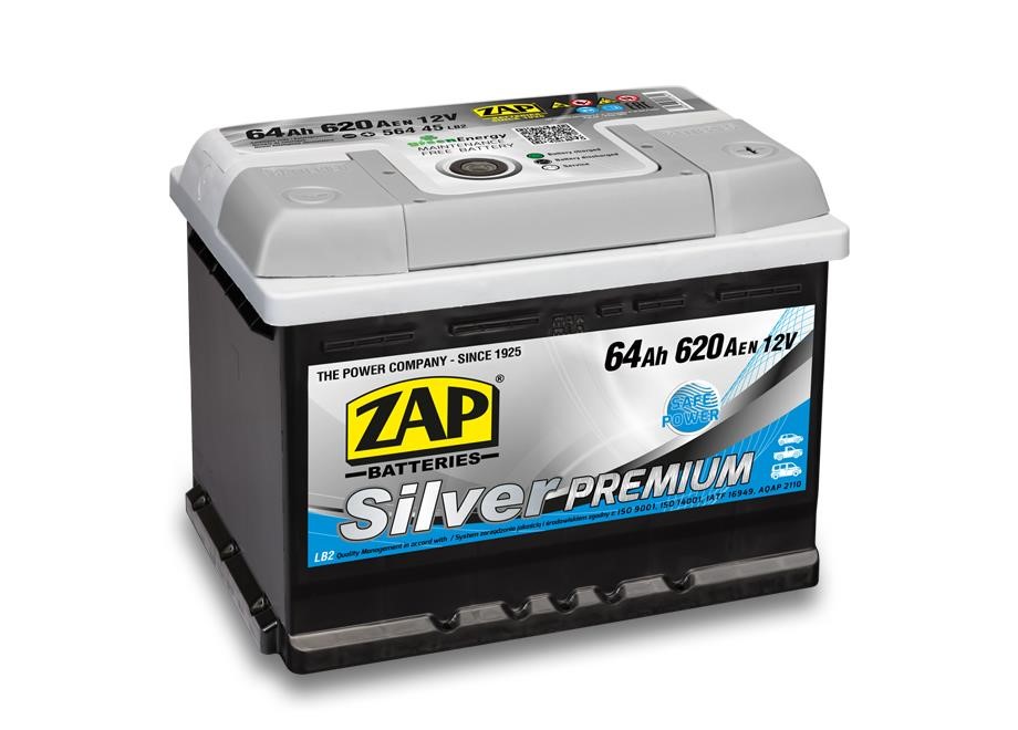 ZAP 564 45 Акумулятор ZAP Silver Premium 12В 64Ач 620(EN) R+ 56445: Купити в Україні - Добра ціна на EXIST.UA!