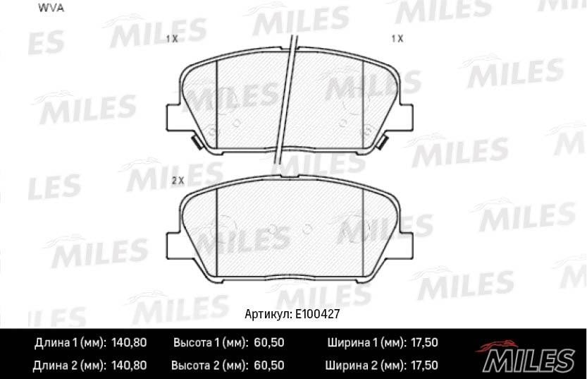 Miles E100427 Гальмівні колодки, комплект E100427: Купити в Україні - Добра ціна на EXIST.UA!