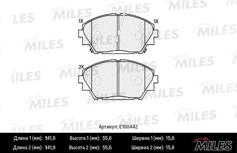 Miles E100442 Гальмівні колодки, комплект E100442: Купити в Україні - Добра ціна на EXIST.UA!