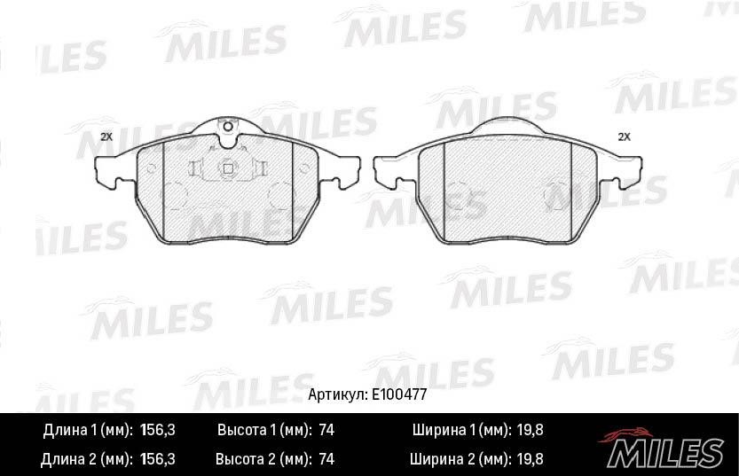 Miles E100477 Гальмівні колодки, комплект E100477: Купити в Україні - Добра ціна на EXIST.UA!