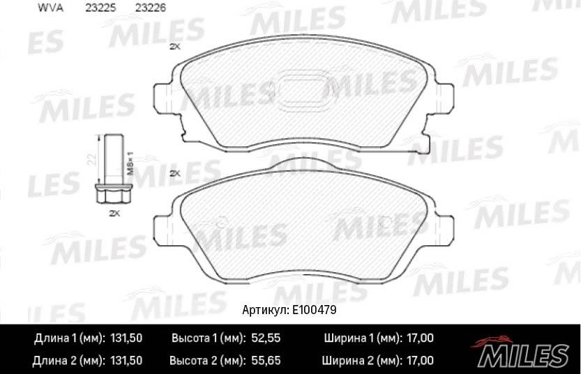 Miles E100479 Гальмівні колодки, комплект E100479: Купити в Україні - Добра ціна на EXIST.UA!