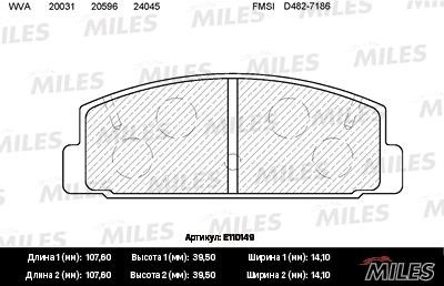 Miles E110149 Колодки гальмівні, комплект E110149: Купити в Україні - Добра ціна на EXIST.UA!