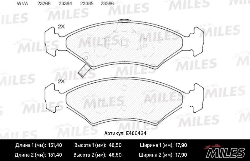 Miles E400434 Гальмівні колодки, комплект E400434: Купити в Україні - Добра ціна на EXIST.UA!