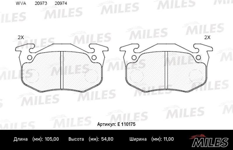 Miles E110175 Колодки гальмівні, комплект E110175: Купити в Україні - Добра ціна на EXIST.UA!