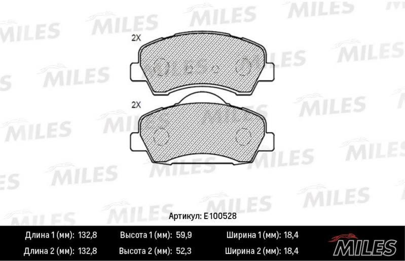 Miles E100528 Гальмівні колодки, комплект E100528: Купити в Україні - Добра ціна на EXIST.UA!