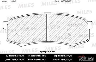 Miles E110212 Колодки гальмівні, комплект E110212: Купити в Україні - Добра ціна на EXIST.UA!