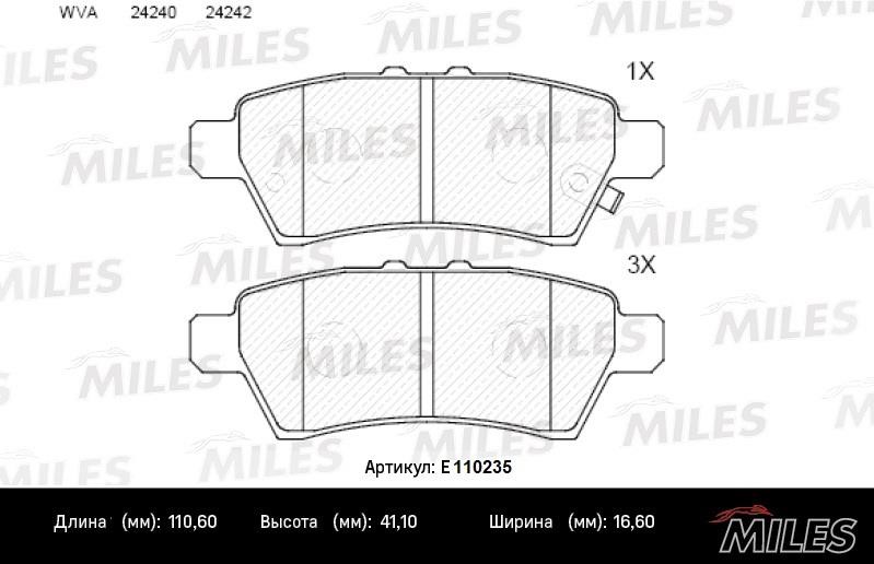 Miles E110235 Колодки гальмівні, комплект E110235: Купити в Україні - Добра ціна на EXIST.UA!