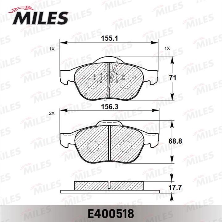 Miles E400518 Гальмівні колодки, комплект E400518: Купити в Україні - Добра ціна на EXIST.UA!