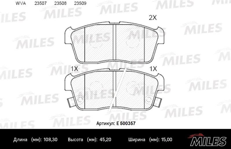 Miles E500357 Гальмівні колодки, комплект E500357: Купити в Україні - Добра ціна на EXIST.UA!