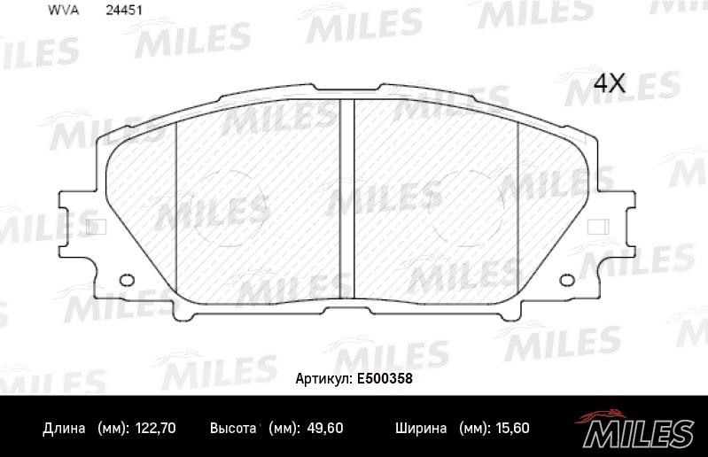 Miles E500358 Гальмівні колодки, комплект E500358: Купити в Україні - Добра ціна на EXIST.UA!