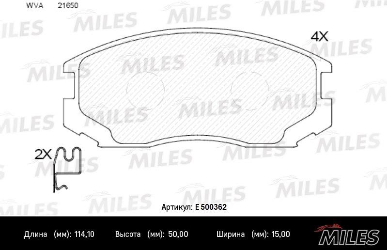 Miles E500362 Гальмівні колодки, комплект E500362: Купити в Україні - Добра ціна на EXIST.UA!