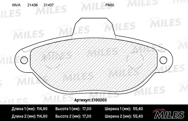 Miles E100203 Гальмівні колодки, комплект E100203: Купити в Україні - Добра ціна на EXIST.UA!