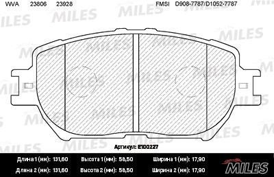 Miles E100227 Колодки гальмівні, комплект E100227: Купити в Україні - Добра ціна на EXIST.UA!