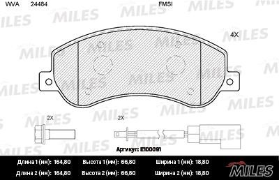 Miles E100091 Колодки гальмівні, комплект E100091: Купити в Україні - Добра ціна на EXIST.UA!