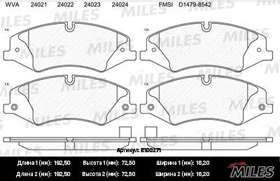 Miles E100271 Колодки гальмівні, комплект E100271: Приваблива ціна - Купити в Україні на EXIST.UA!