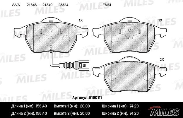 Miles E100111 Колодки гальмівні, комплект E100111: Купити в Україні - Добра ціна на EXIST.UA!