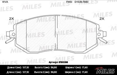 Miles E100286 Колодки гальмівні, комплект E100286: Купити в Україні - Добра ціна на EXIST.UA!