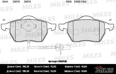 Miles E100120 Колодки гальмівні, комплект E100120: Купити в Україні - Добра ціна на EXIST.UA!