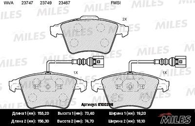 Miles E100298 Колодки гальмівні, комплект E100298: Купити в Україні - Добра ціна на EXIST.UA!