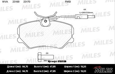 Miles E100128 Колодки гальмівні, комплект E100128: Купити в Україні - Добра ціна на EXIST.UA!