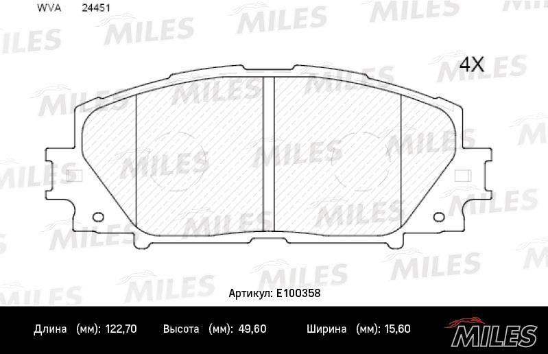 Miles E100358 Гальмівні колодки, комплект E100358: Купити в Україні - Добра ціна на EXIST.UA!