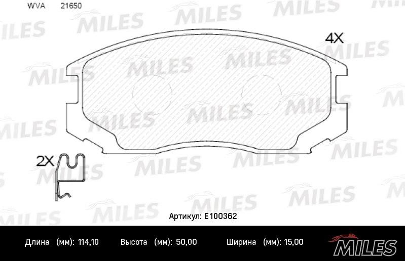 Miles E100362 Гальмівні колодки, комплект E100362: Купити в Україні - Добра ціна на EXIST.UA!