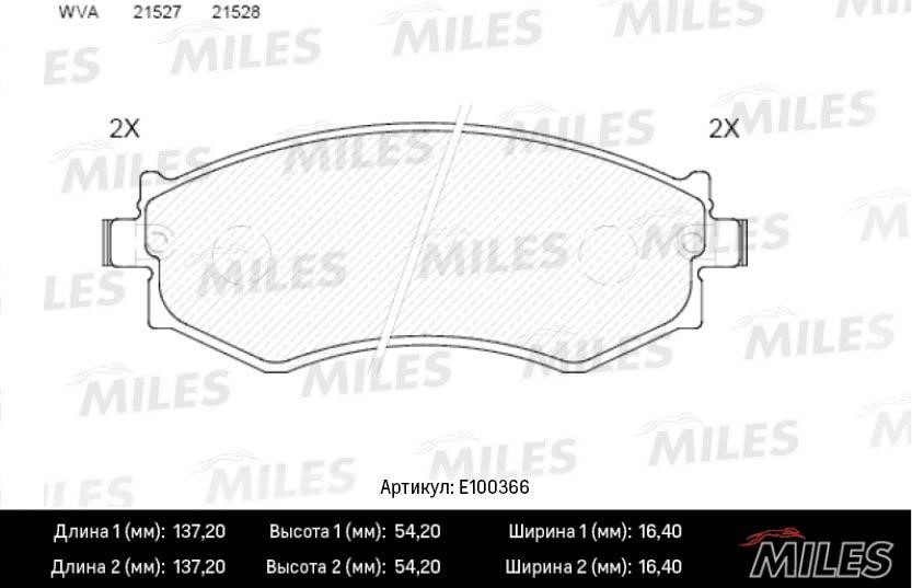 Miles E100366 Гальмівні колодки, комплект E100366: Купити в Україні - Добра ціна на EXIST.UA!