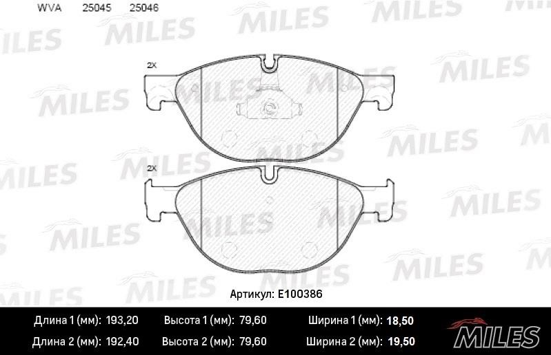 Miles E100386 Гальмівні колодки, комплект E100386: Купити в Україні - Добра ціна на EXIST.UA!