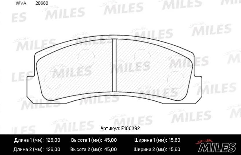 Miles E100392 Гальмівні колодки, комплект E100392: Купити в Україні - Добра ціна на EXIST.UA!
