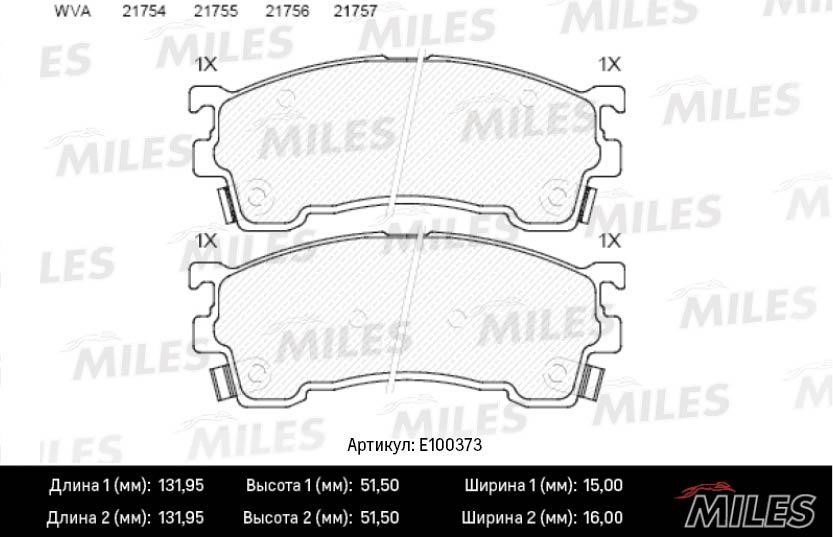Miles E100373 Гальмівні колодки, комплект E100373: Купити в Україні - Добра ціна на EXIST.UA!