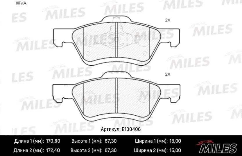 Miles E100406 Гальмівні колодки, комплект E100406: Приваблива ціна - Купити в Україні на EXIST.UA!