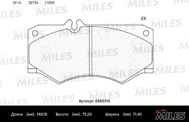 Miles E400314 Гальмівні колодки, комплект E400314: Купити в Україні - Добра ціна на EXIST.UA!