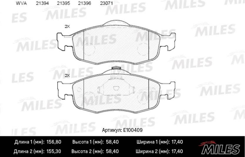 Miles E100409 Гальмівні колодки, комплект E100409: Купити в Україні - Добра ціна на EXIST.UA!