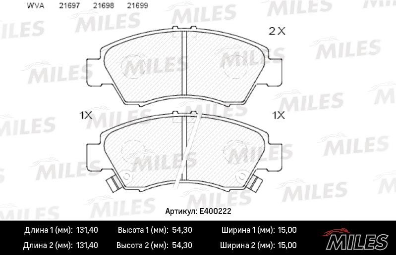 Miles E400222 Гальмівні колодки, комплект E400222: Купити в Україні - Добра ціна на EXIST.UA!