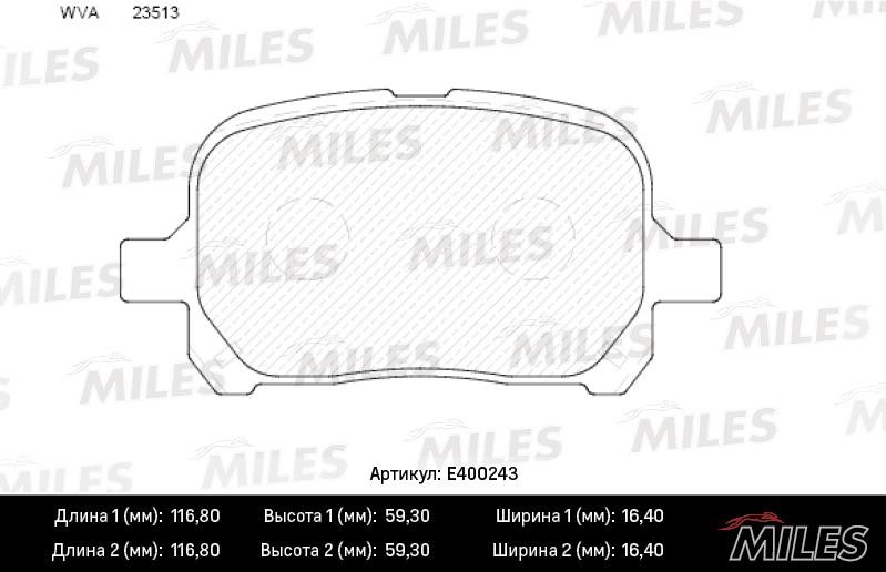 Miles E400243 Гальмівні колодки, комплект E400243: Купити в Україні - Добра ціна на EXIST.UA!